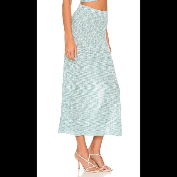 L*Space Zephyr Knit Midi Skirt & Zephyr Wrap Top Poolside/Blue Size L - Picture 3 of 14